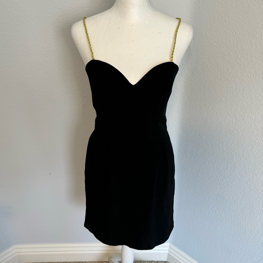 Naven Black Strapless Dress with Gold Straps